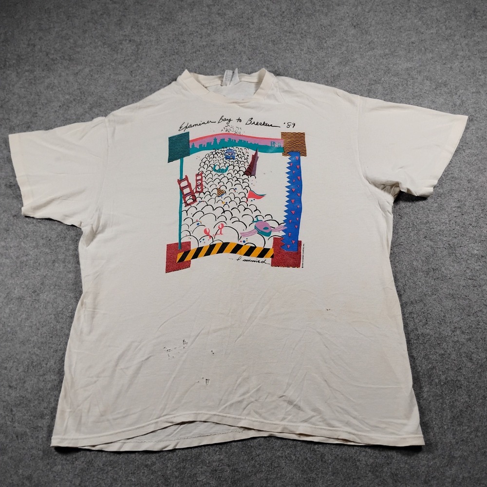 Vintage 1989 Hanes Bay to Breakers San Francisco T-Shirt XL Single Stitch USA